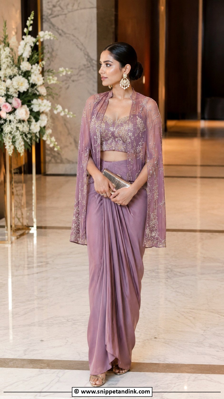 Draped Skirt Set For Roka Ceremony - Snippet and Ink - 35 Roka Ceremony Outfits