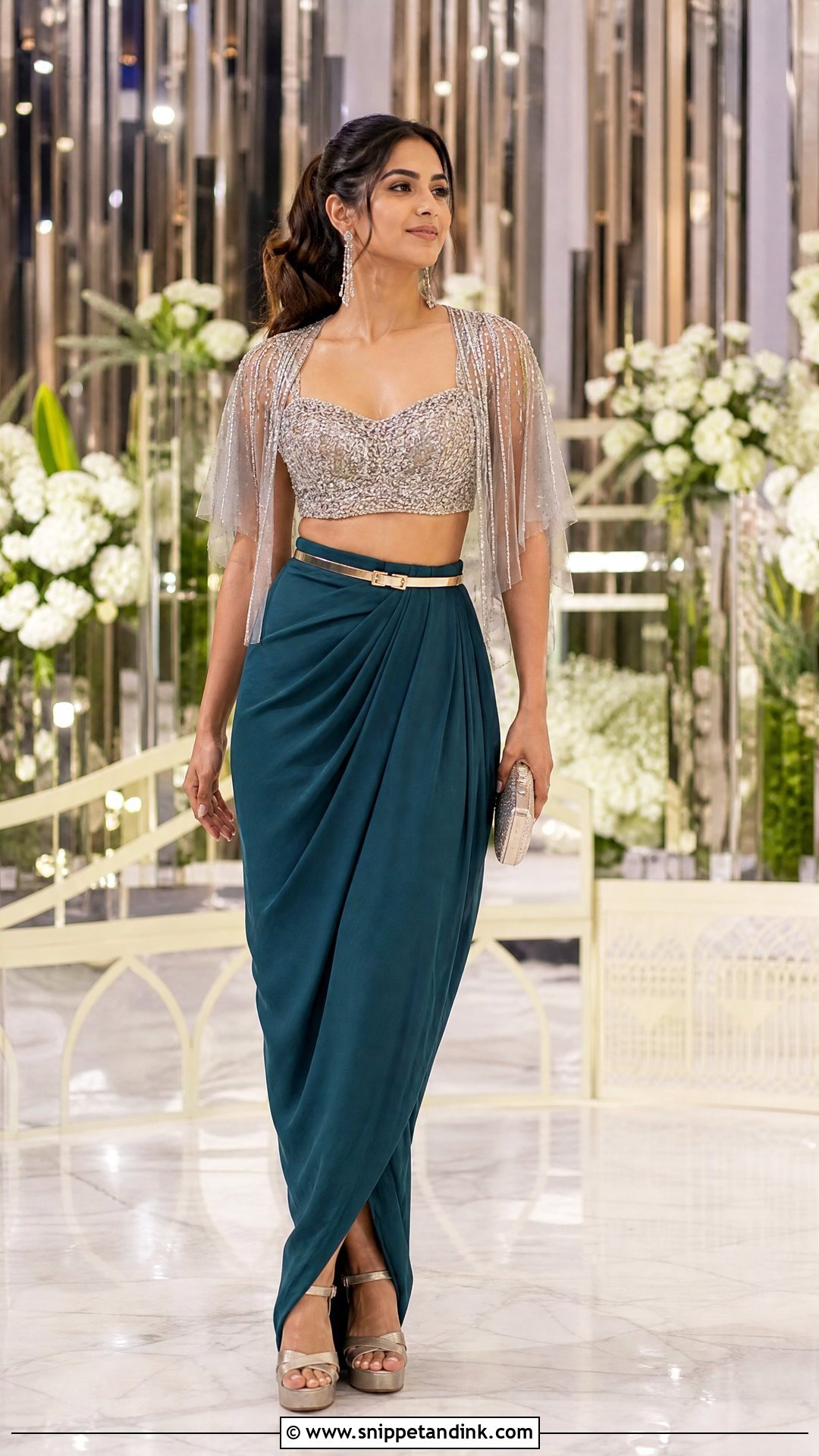 Draped Skirt and Blouse for Sangeet - Snippet and Ink - 20 Outfits for Sangeet Indian Weddings