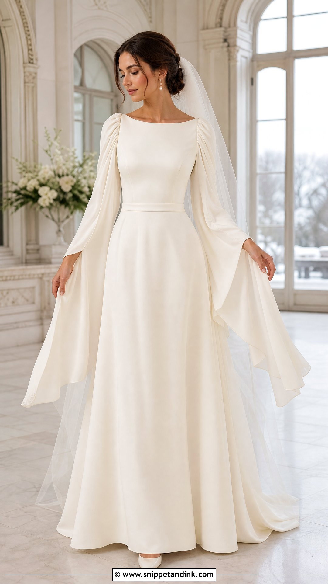 Draped Sleeve Wedding Dress - Snippet and Ink - 20 Sculptural Wedding Dress Ideas
