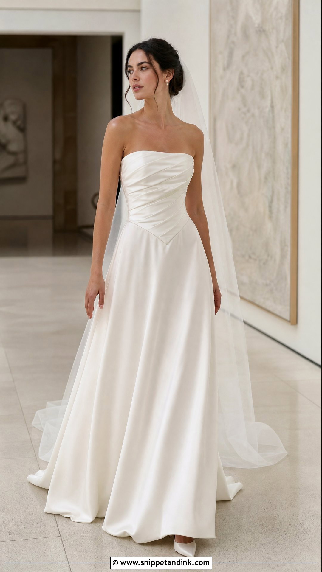 Draped Strapless Basque Waist Wedding Dress - Snippet and Ink - 20 Strapless Basque Waist Wedding Dress Ideas