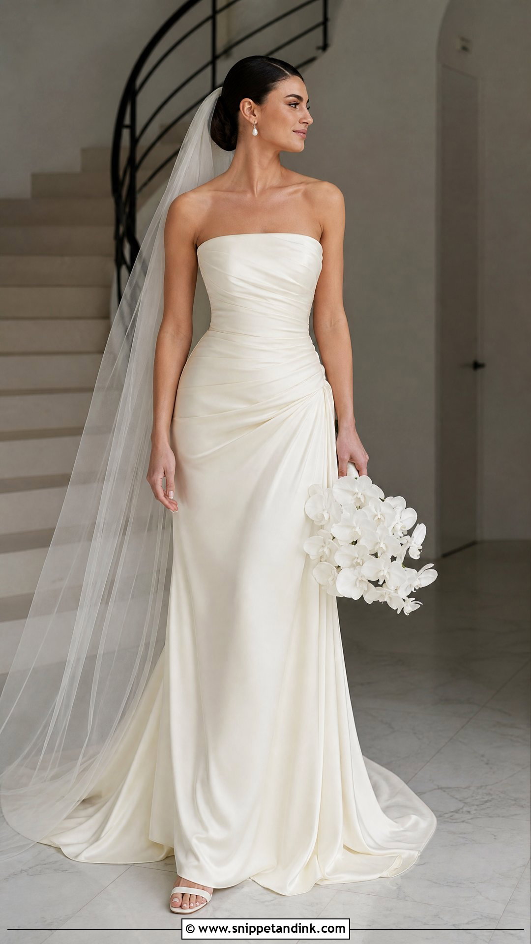 Draped Strapless Drop Waist Wedding Dress - Snippet and Ink - 20 Strapless Drop Waist Wedding Dress Ideas