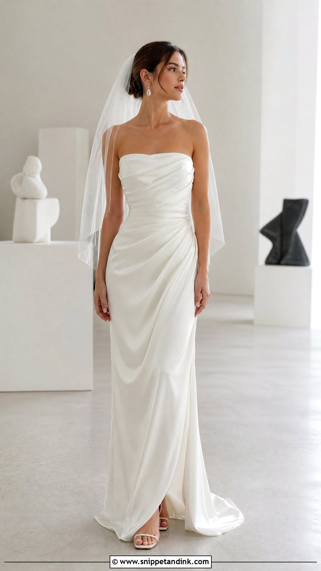 Draped Strapless Satin Wedding Dress - Snippet and Ink - 25 Simple Strapless Wedding Dress Ideas