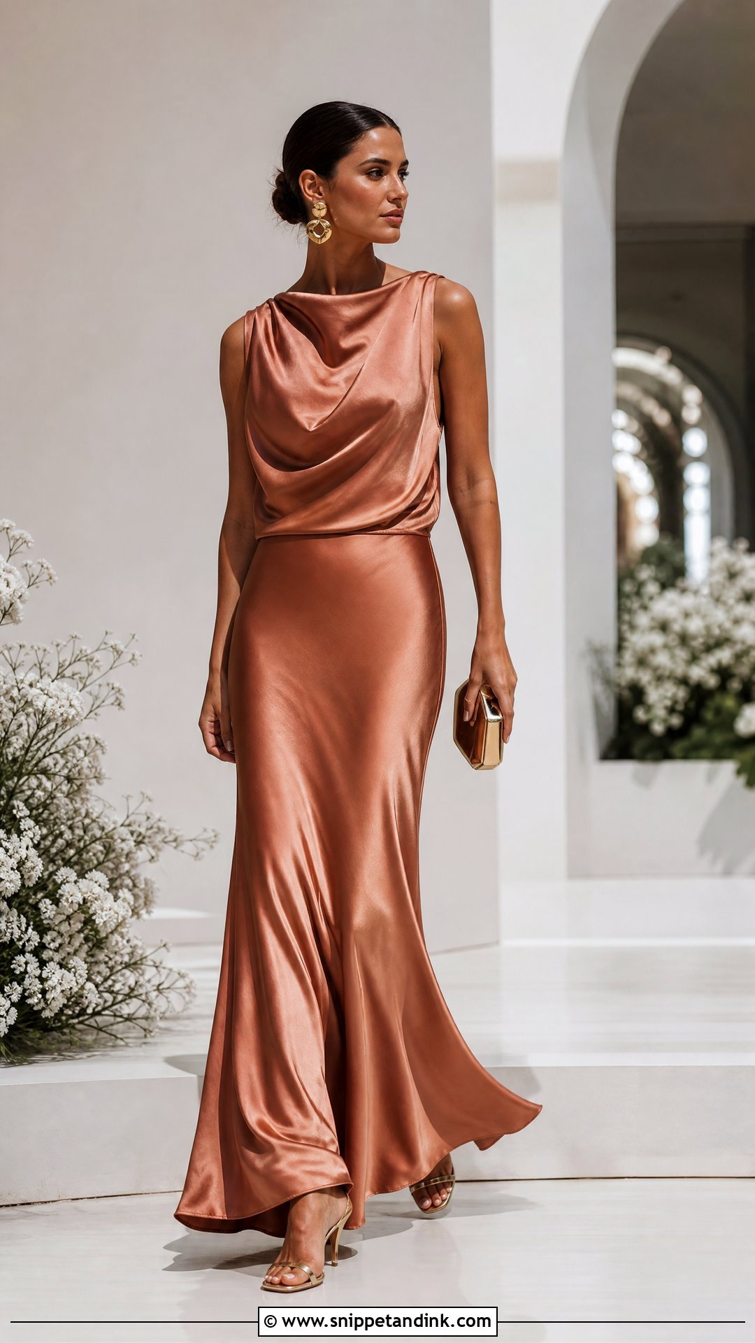 Draped Top And Bias Cut Skirt Two Piece Wedding Outfit - Snippet and Ink - 20 Two Piece Wedding Outfit Ideas
