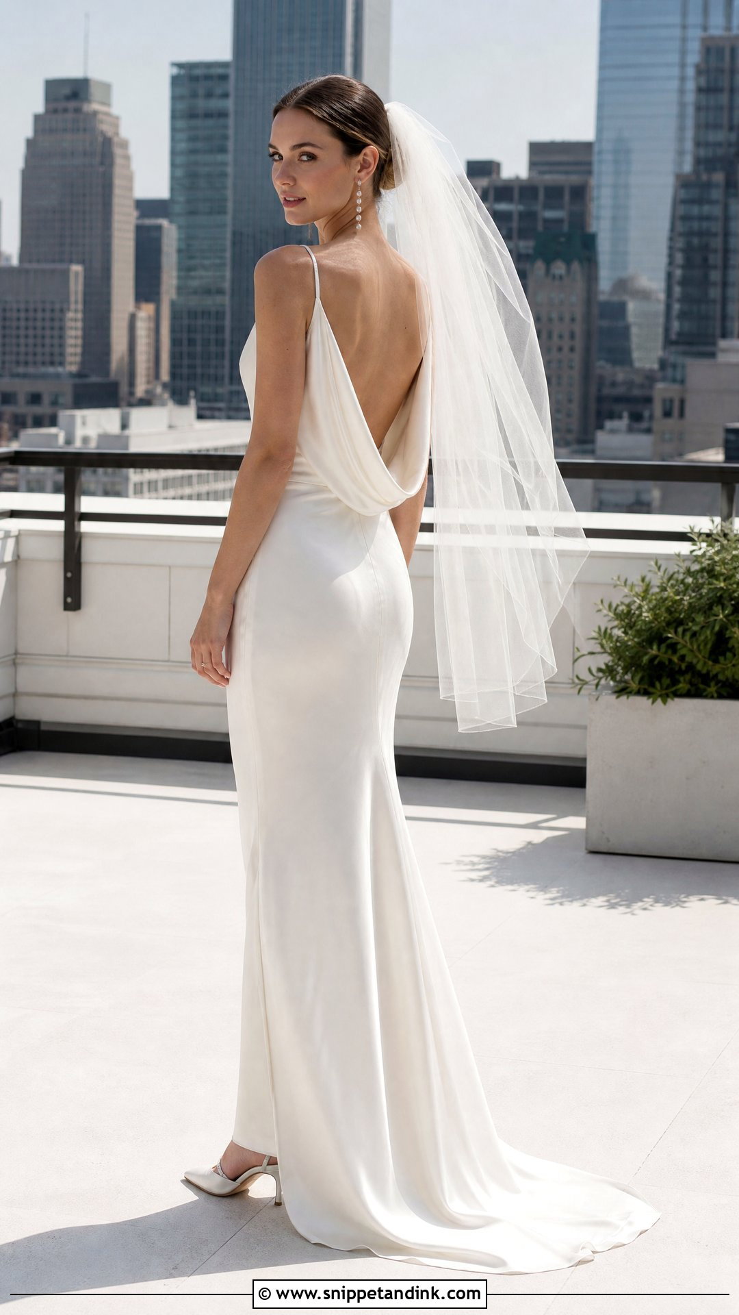 Draped V Back Wedding Dress - Snippet and Ink - 20 V Back Wedding Dress Ideas