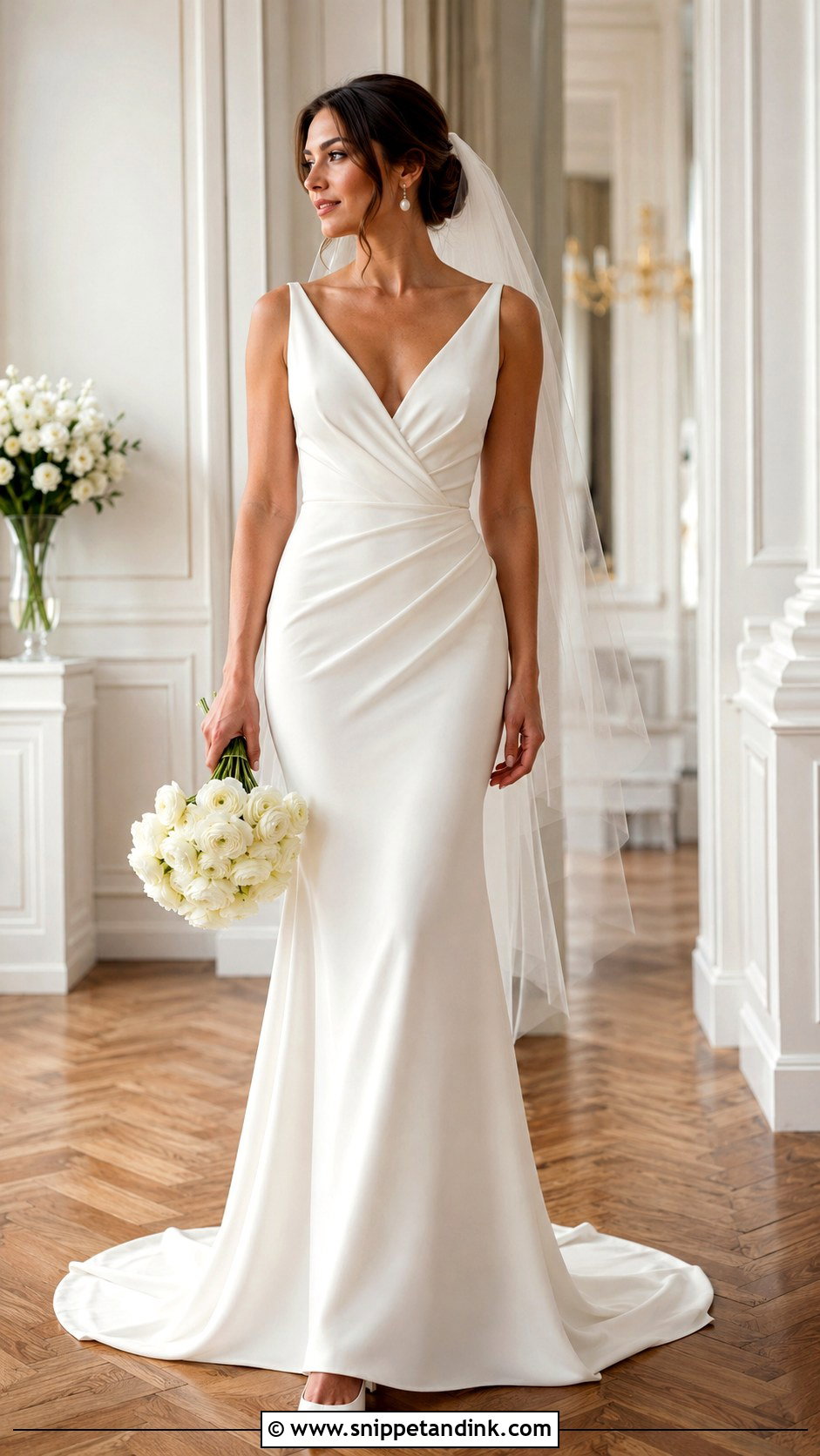 Draped Waist Crepe Wedding Gown - Snippet and Ink - 20 Elegant Simple Wedding Gowns
