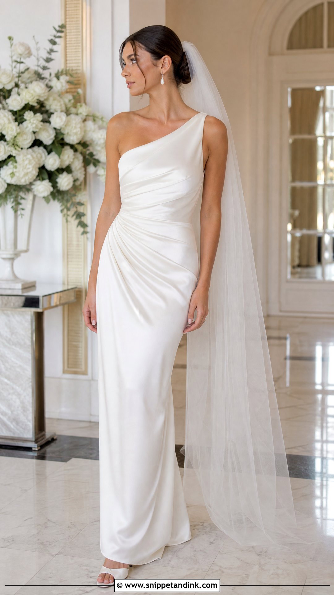 Draped Waist Slinky Wedding Dress - Snippet and Ink - 20 Slinky Wedding Dress Ideas