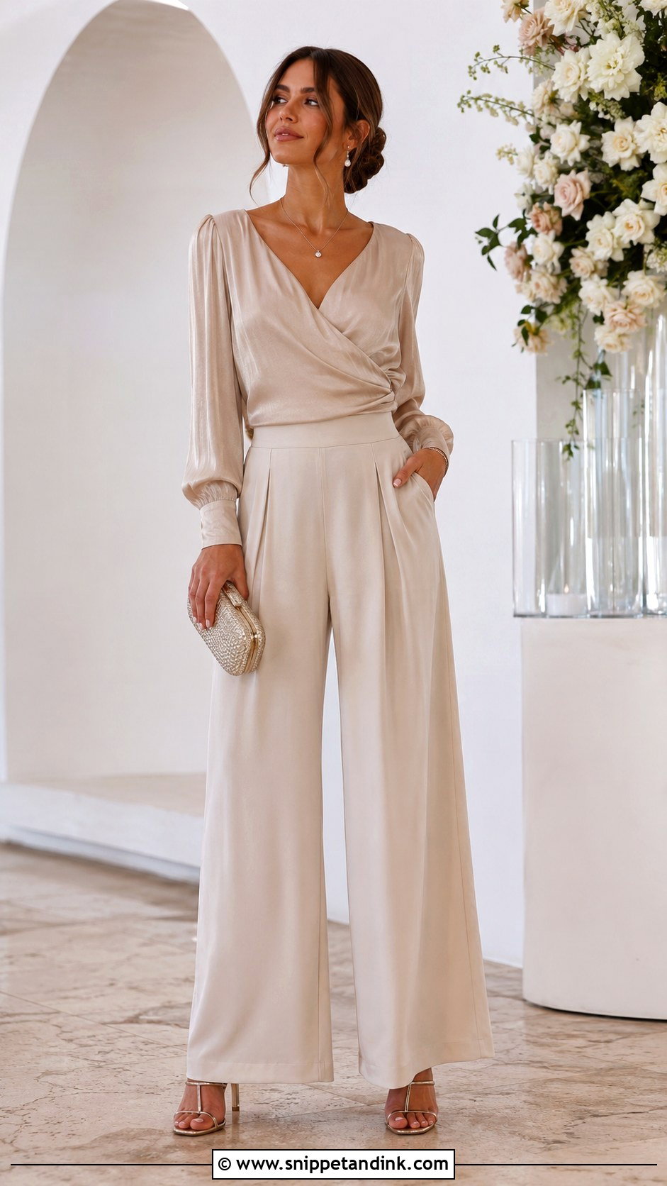 Dressy Wide Leg Pants Wedding Outfit - Snippet and Ink - 25 Simple Wedding Outfit Ideas