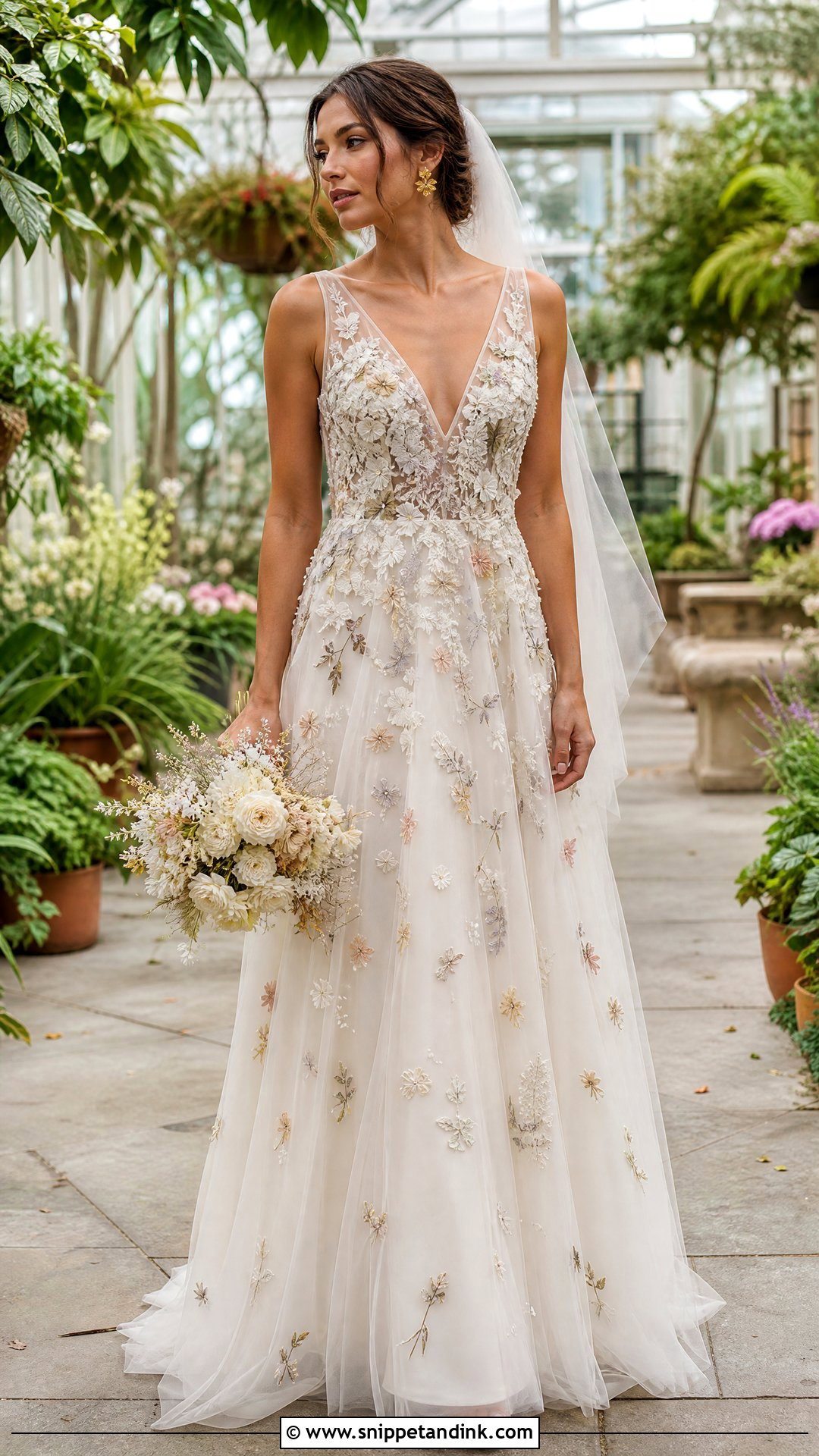 Dried Flower Applique Wedding Dress - Snippet and Ink - 20 Earthy Wedding Dress Ideas