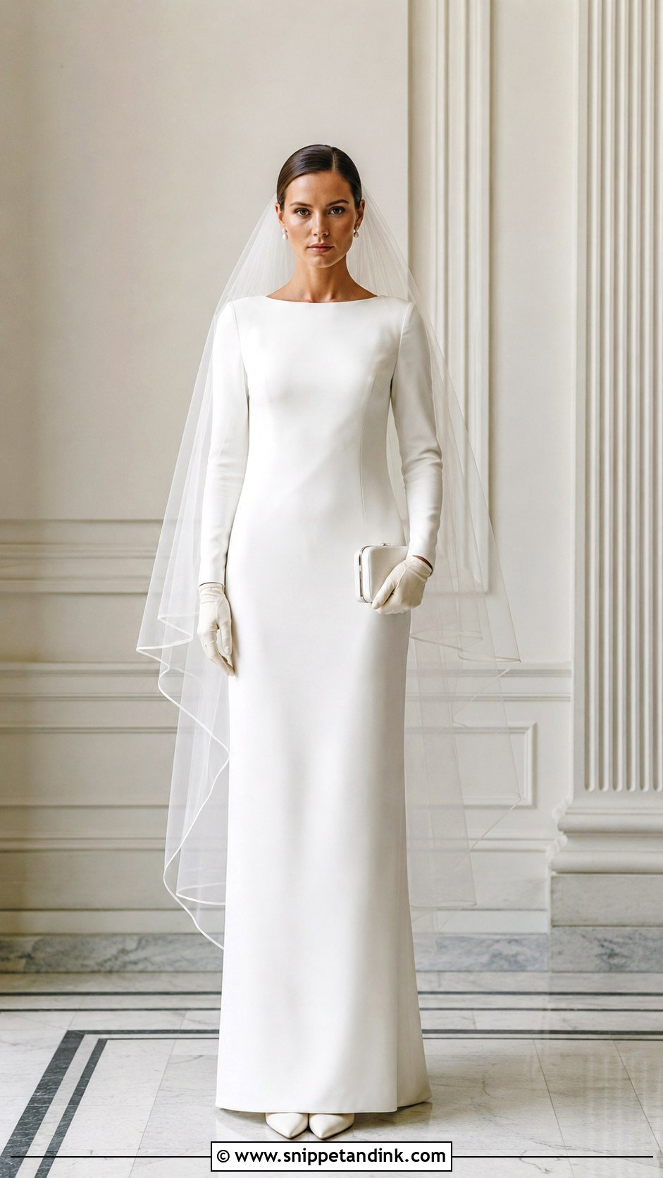 Drop Silk Veil With Bateau Neck Gown - Snippet and Ink - 20 Silk Veil Ideas