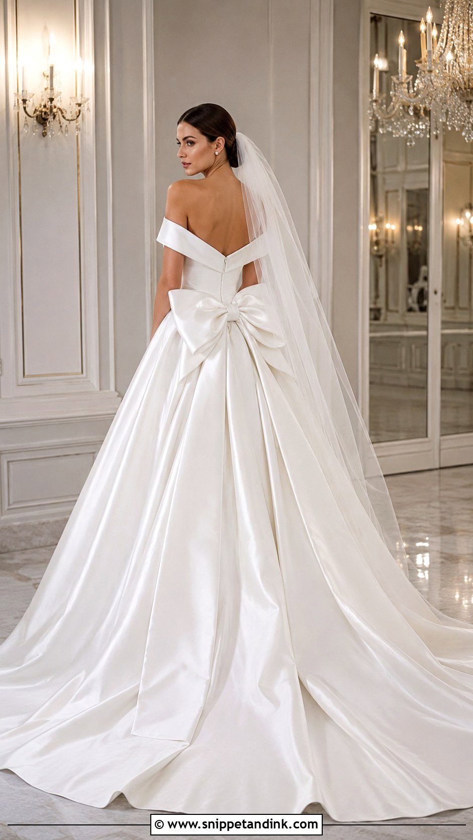 Drop Sleeve Wedding Dress With Bow - Snippet and Ink - 20 Drop Sleeve Wedding Dress Ideas