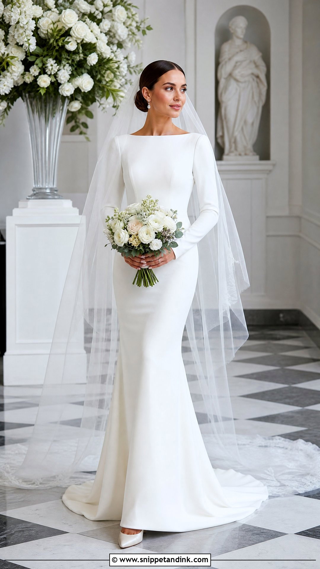 Drop Veil With Long Sleeve Wedding Gown - Snippet and Ink - 20 Veiled Bride Ideas