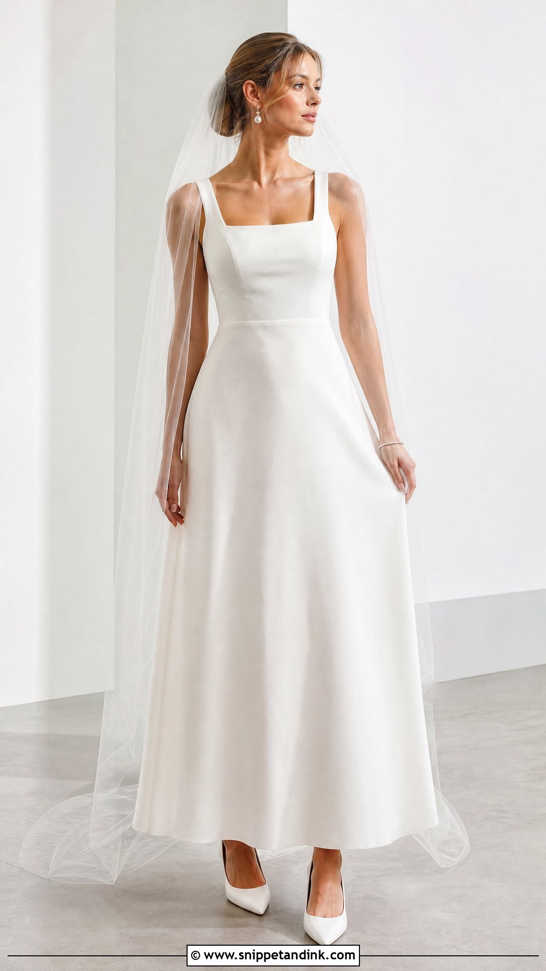 Drop Veil With Square Neck Dress - Snippet and Ink - 20 Woman in Veil Ideas