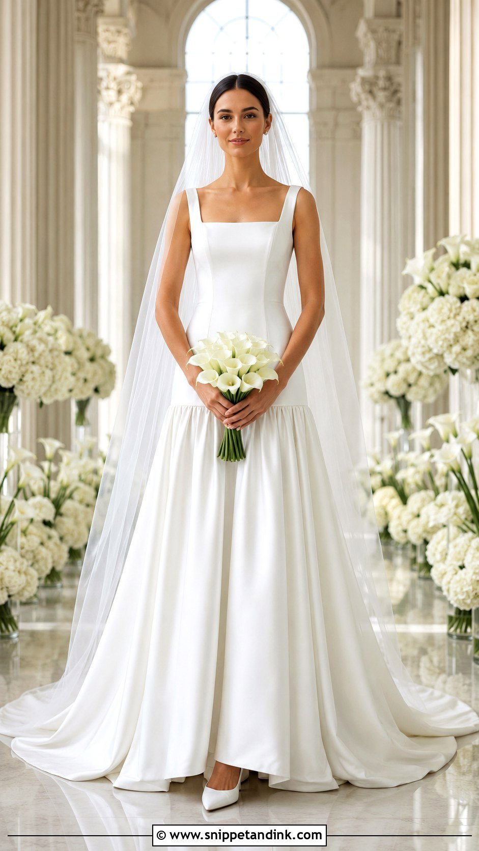Drop Waist A Line Wedding Dress With Chapel Train - Snippet and Ink - 20 A Shape Wedding Dress Ideas