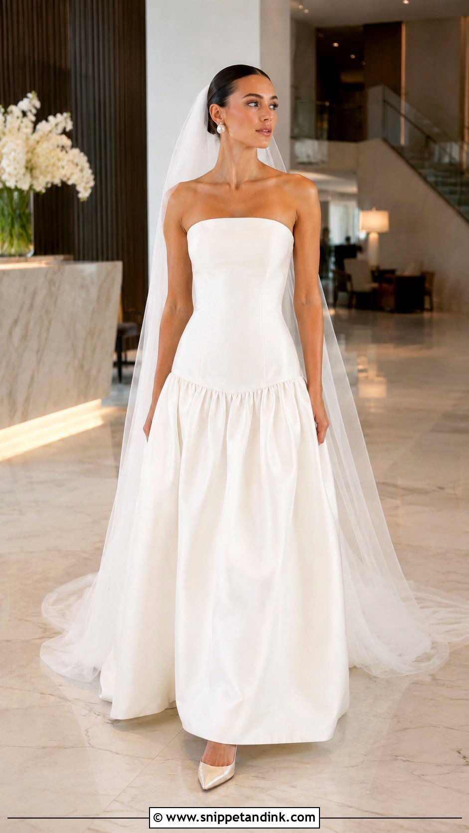 Drop Waist Bandeau Wedding Dress - Snippet and Ink - 20 Bandeau Wedding Dress Ideas