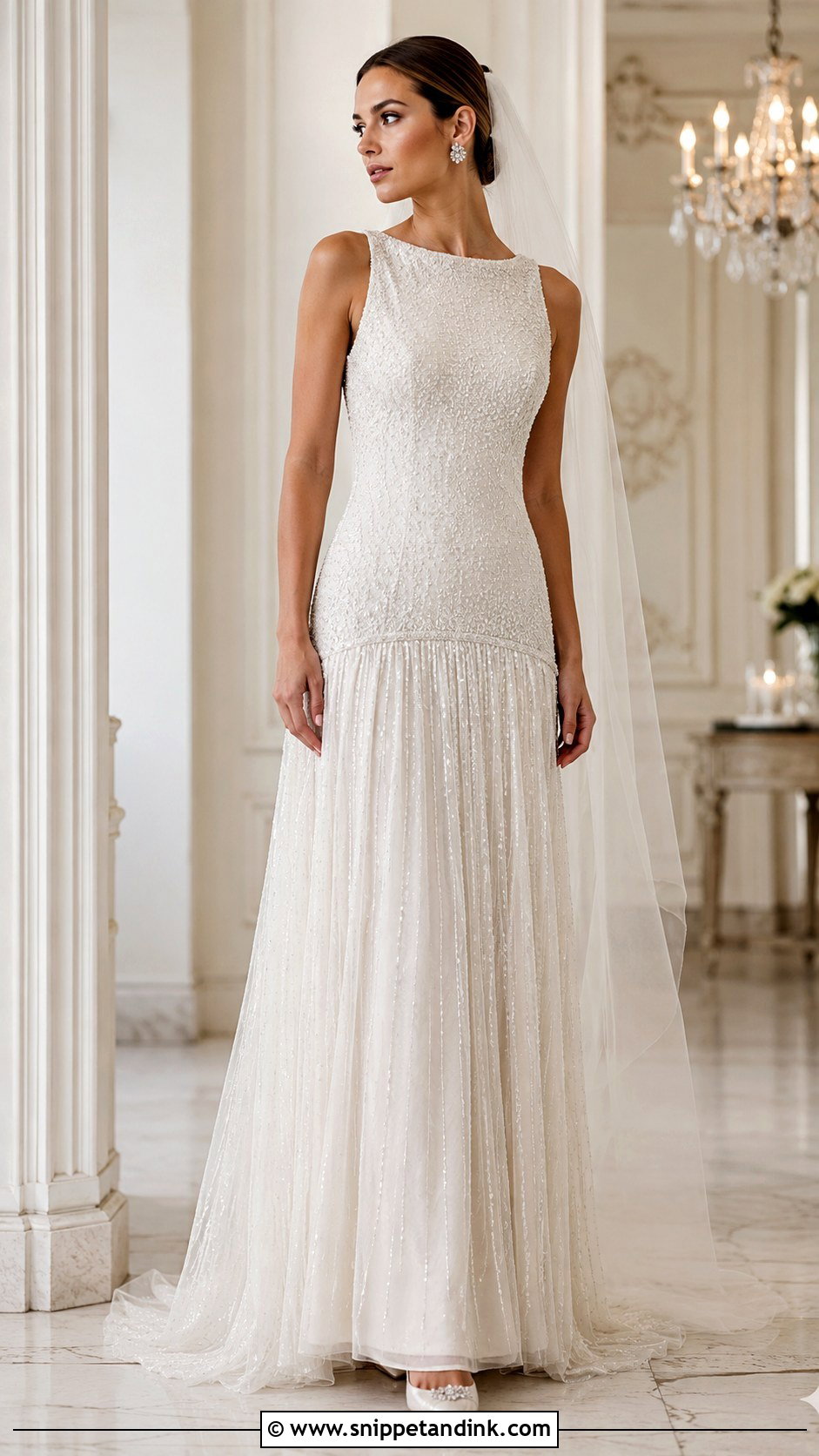 Drop Waist Beaded Wedding Dress - Snippet and Ink - 25 Dropped Waist Wedding Dress Ideas