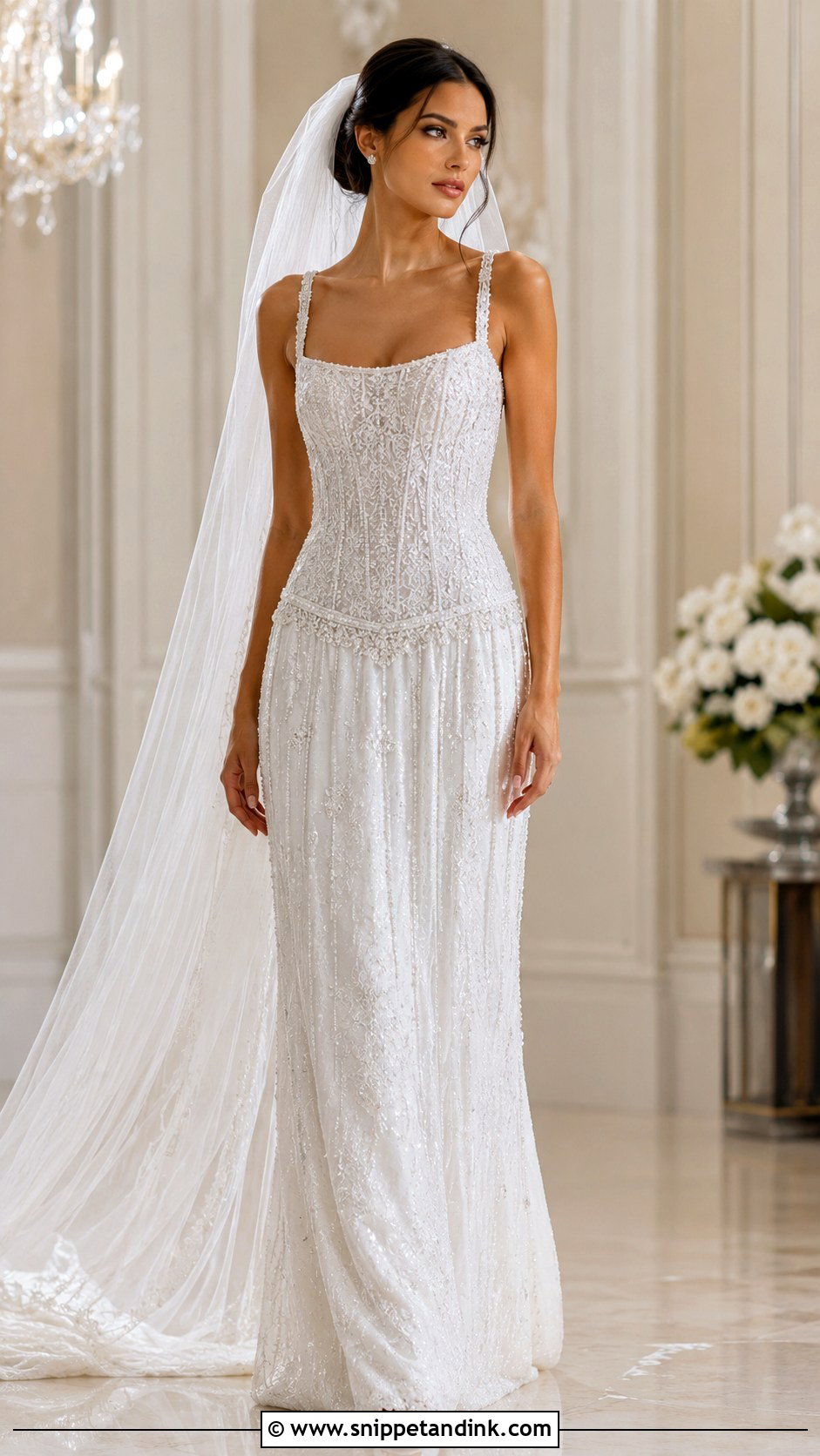 Drop Waist Beaded Wedding Dress - Snippet and Ink - 25 Drop Waist Wedding Dresses