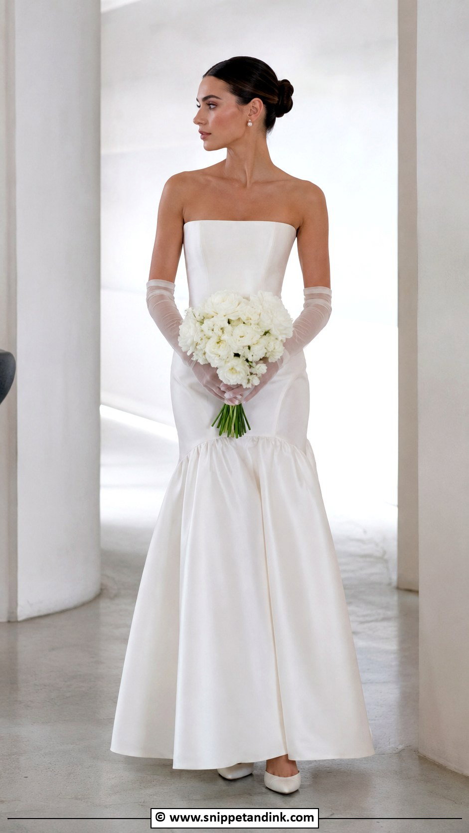 Drop Waist Bride Gown With Sheer Gloves - Snippet and Ink - 25 Bride Gowns