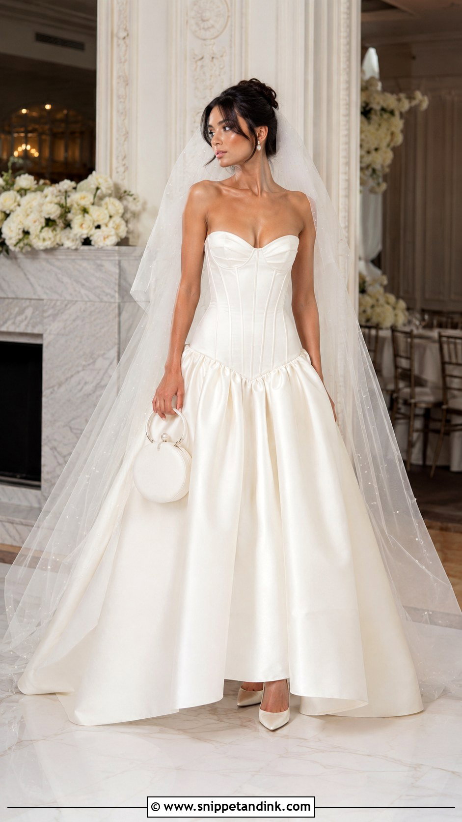 Drop Waist Bride With Pearl Veil - Snippet and Ink - 20 Brides with Veils