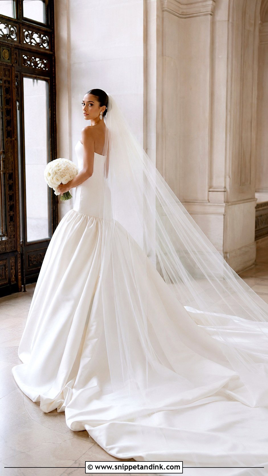 Drop Waist Cathedral Train Wedding Dress - Snippet and Ink - 20 Cathedral Train Wedding Dress Ideas