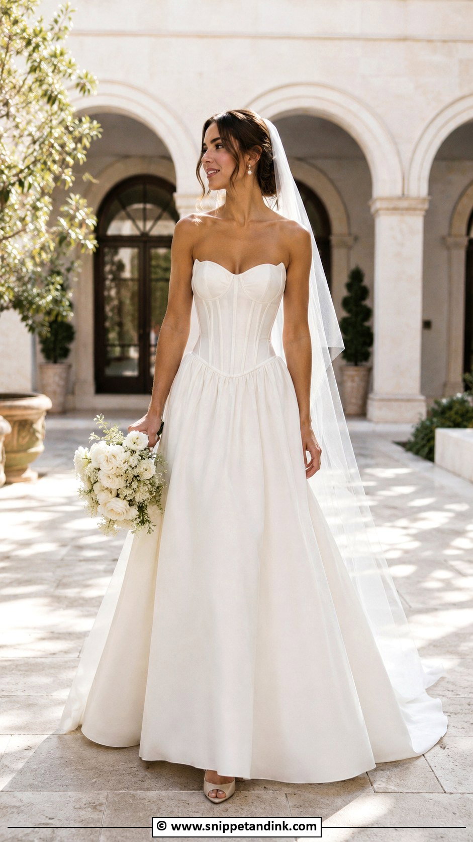 Drop Waist Corset A Line Wedding Dress - Snippet and Ink - 30 Drop Waist Corset Wedding Dress Ideas