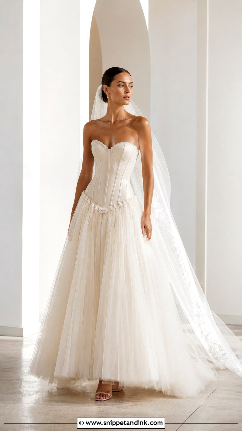 Drop Waist Corset Bridal Dress - Snippet and Ink - 25 Corset Bridal Dress Ideas