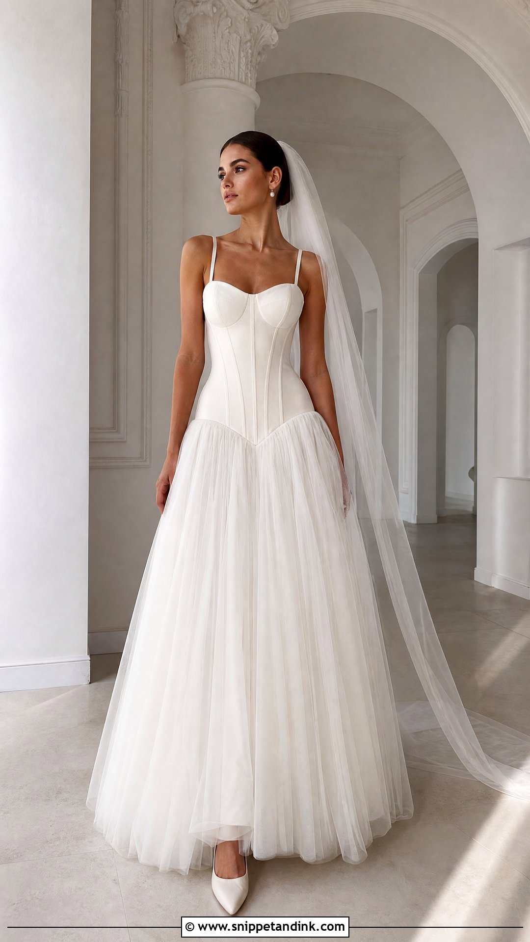 Drop Waist Corset Tulle Skirt Wedding Dress - Snippet and Ink - 20 Tulle Skirt Wedding Dress Ideas