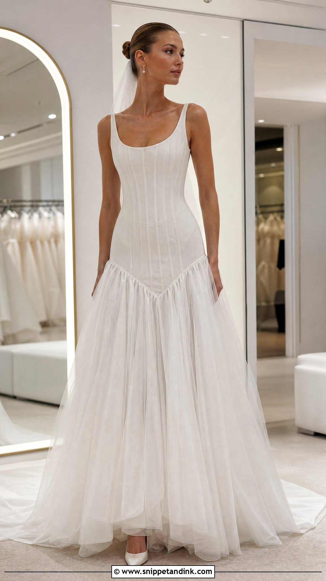 Drop Waist Corset Wedding Dress - Snippet and Ink - 20 Wedding Dress for Tall Bride Ideas