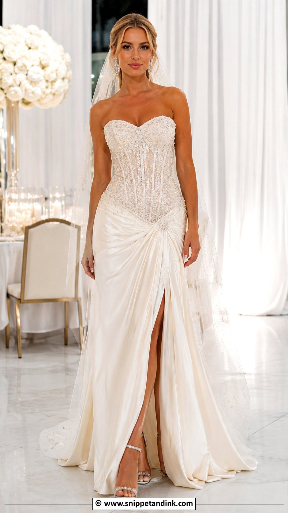 Drop Waist Corset Wedding Dress With Beading - Snippet and Ink - 30 Drop Waist Corset Wedding Dress Ideas