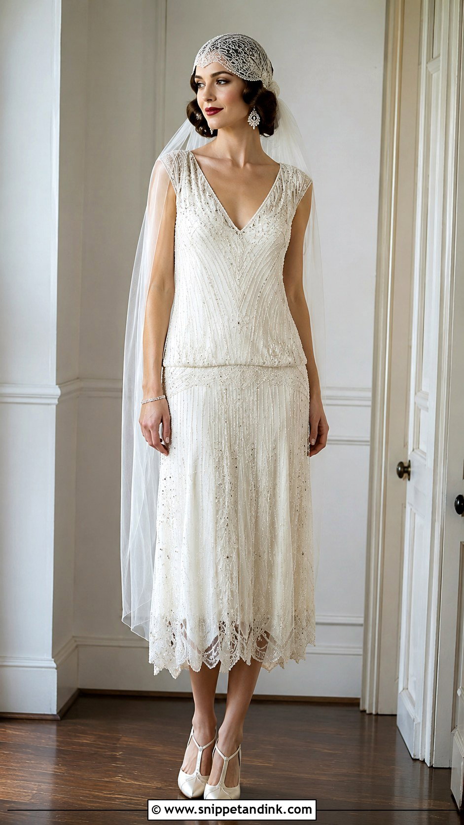 Drop Waist Dress With Cap Veil - Snippet and Ink - 25 Cap Veil Ideas