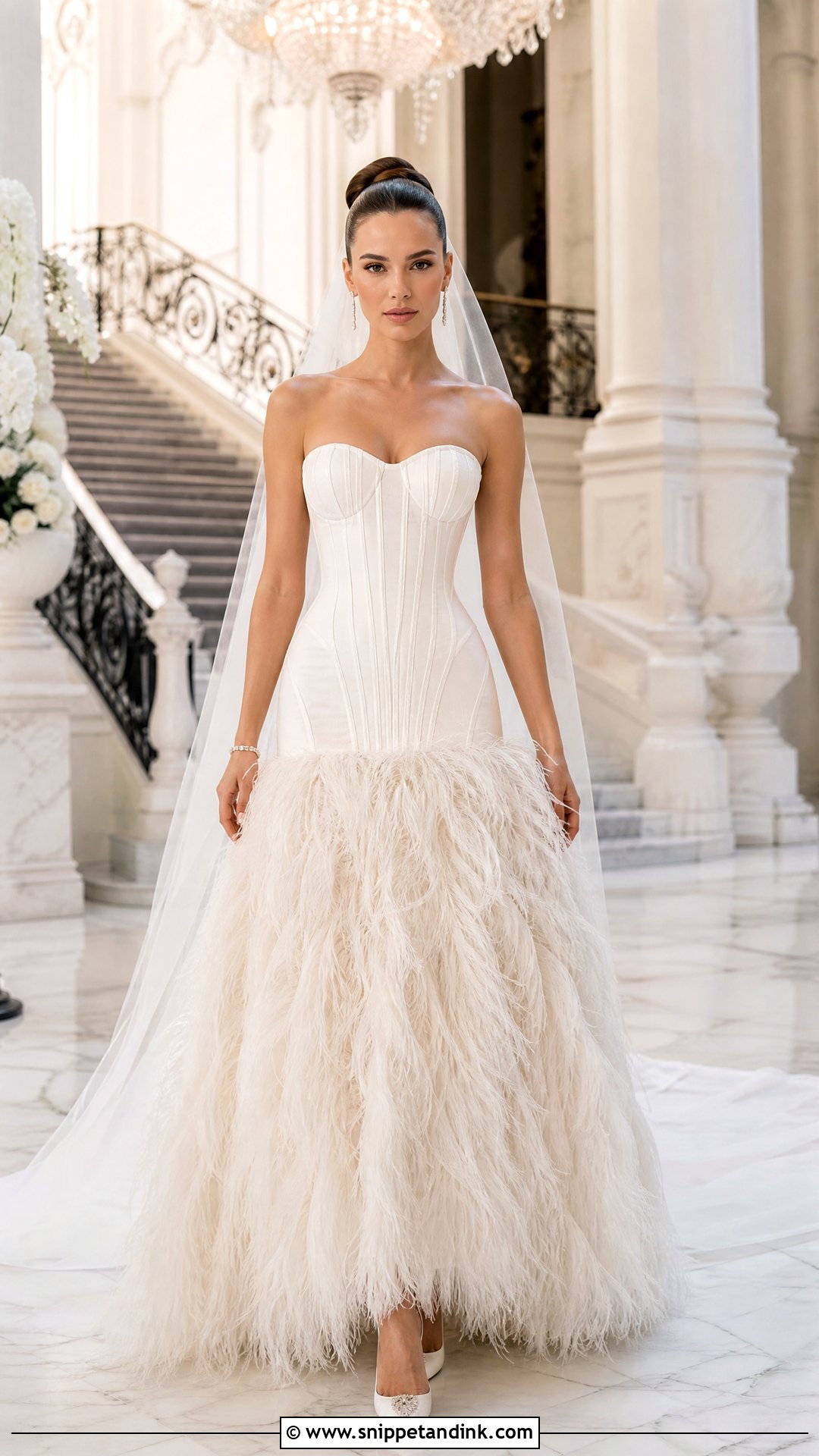 Drop Waist Feather Wedding Dress - Snippet and Ink - 20 Wedding Dress with Feathers Ideas
