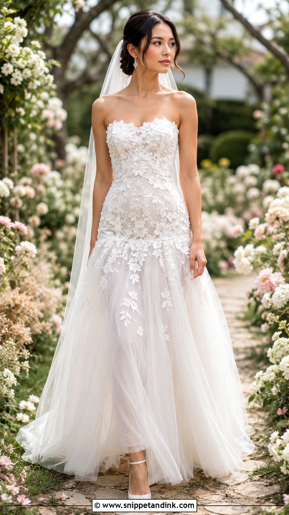 Drop Waist Floral Applique Wedding Dress - Snippet and Ink - 25 Drop Waist Wedding Dresses