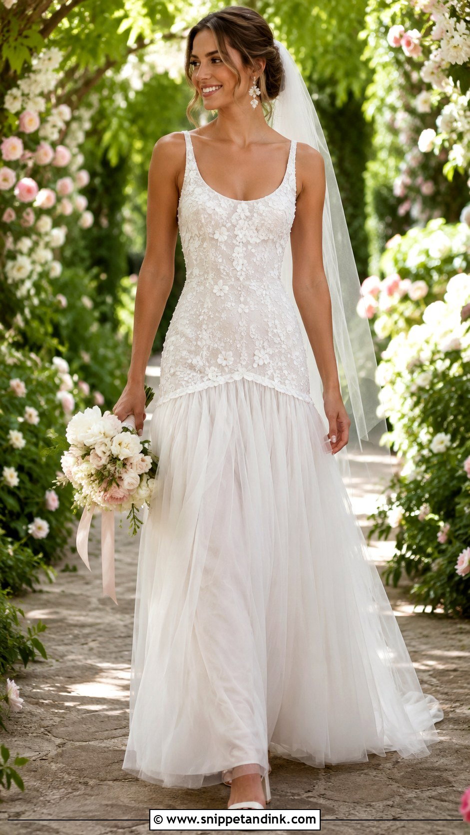 Drop Waist Garden Wedding Dress - Snippet and Ink - 25 Dropped Waist Wedding Dress Ideas