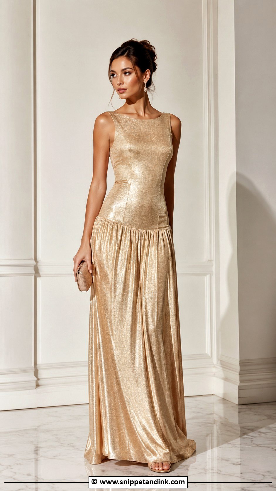 Drop Waist Gold Gown - Snippet and Ink - 25 Drop Waist Gown Ideas