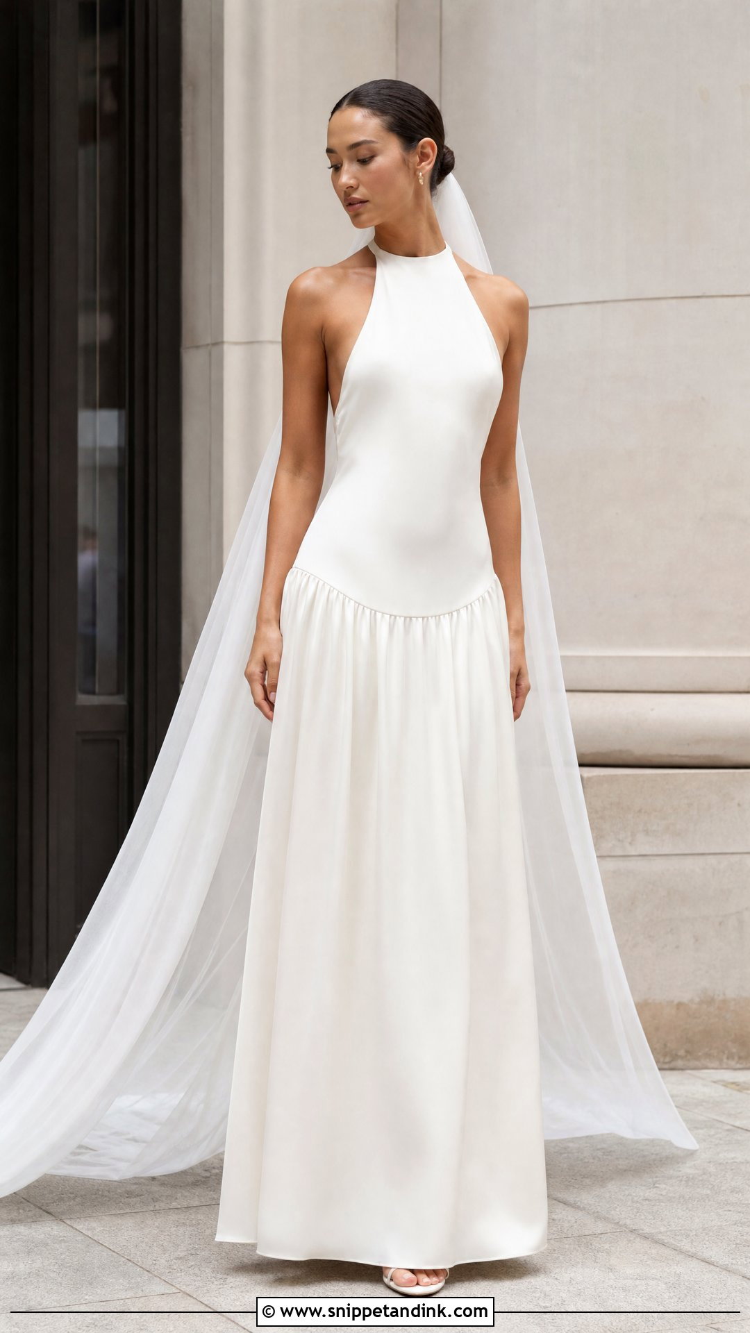 Drop Waist Halter Wedding Gown - Snippet and Ink - 25 Dropwaist Wedding Gown Ideas