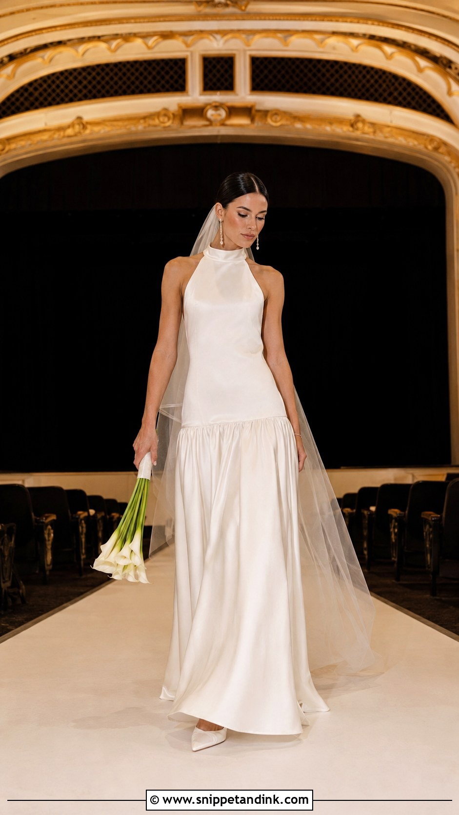 Drop Waist High Neck Halter Wedding Dress - Snippet and Ink - 20 High Neck Halter Wedding Dress Ideas