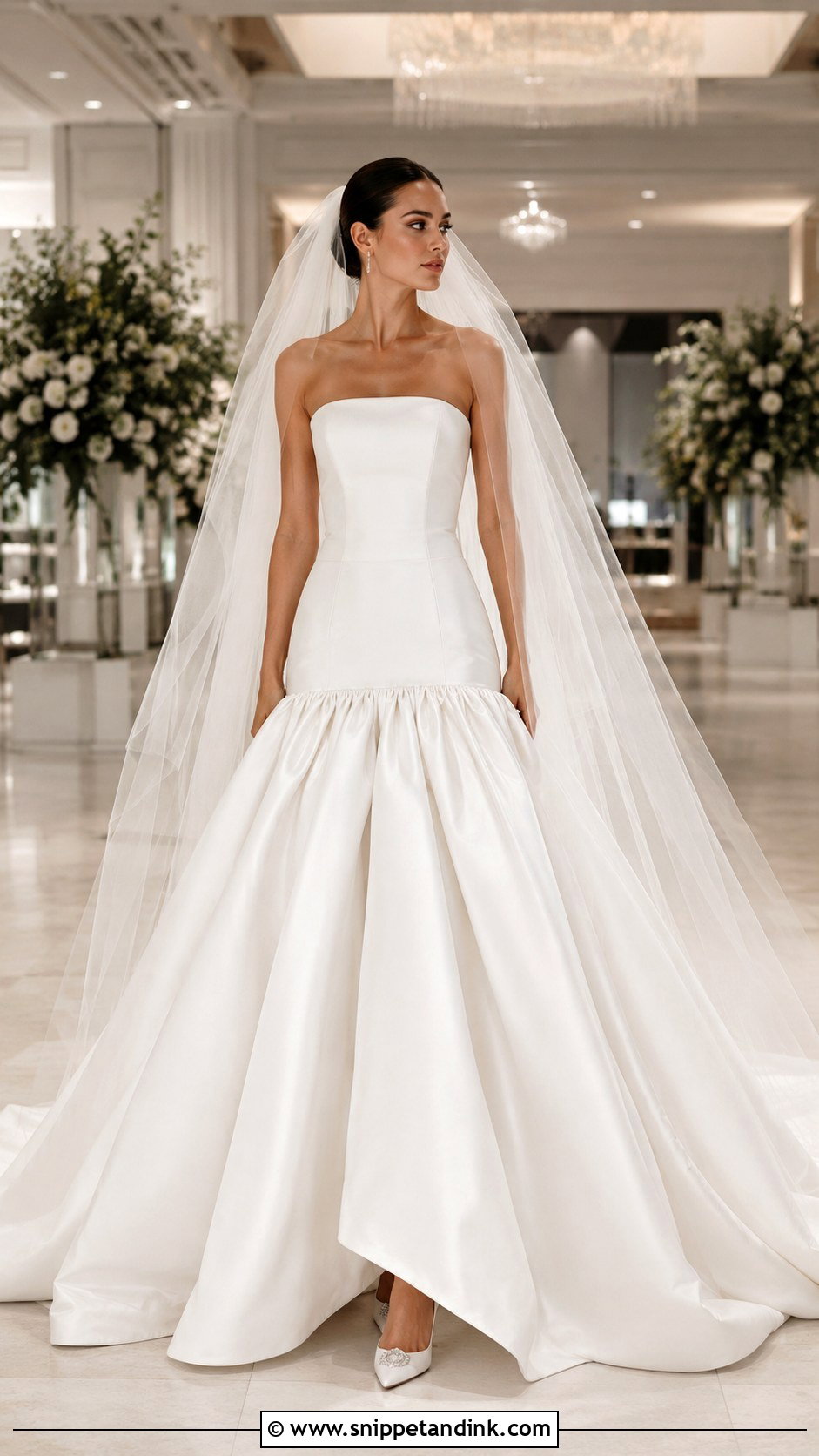 Drop Waist KYHA Wedding Dress With Tulle Veil - Snippet and Ink - 20 Khya Studios Wedding Dress Ideas