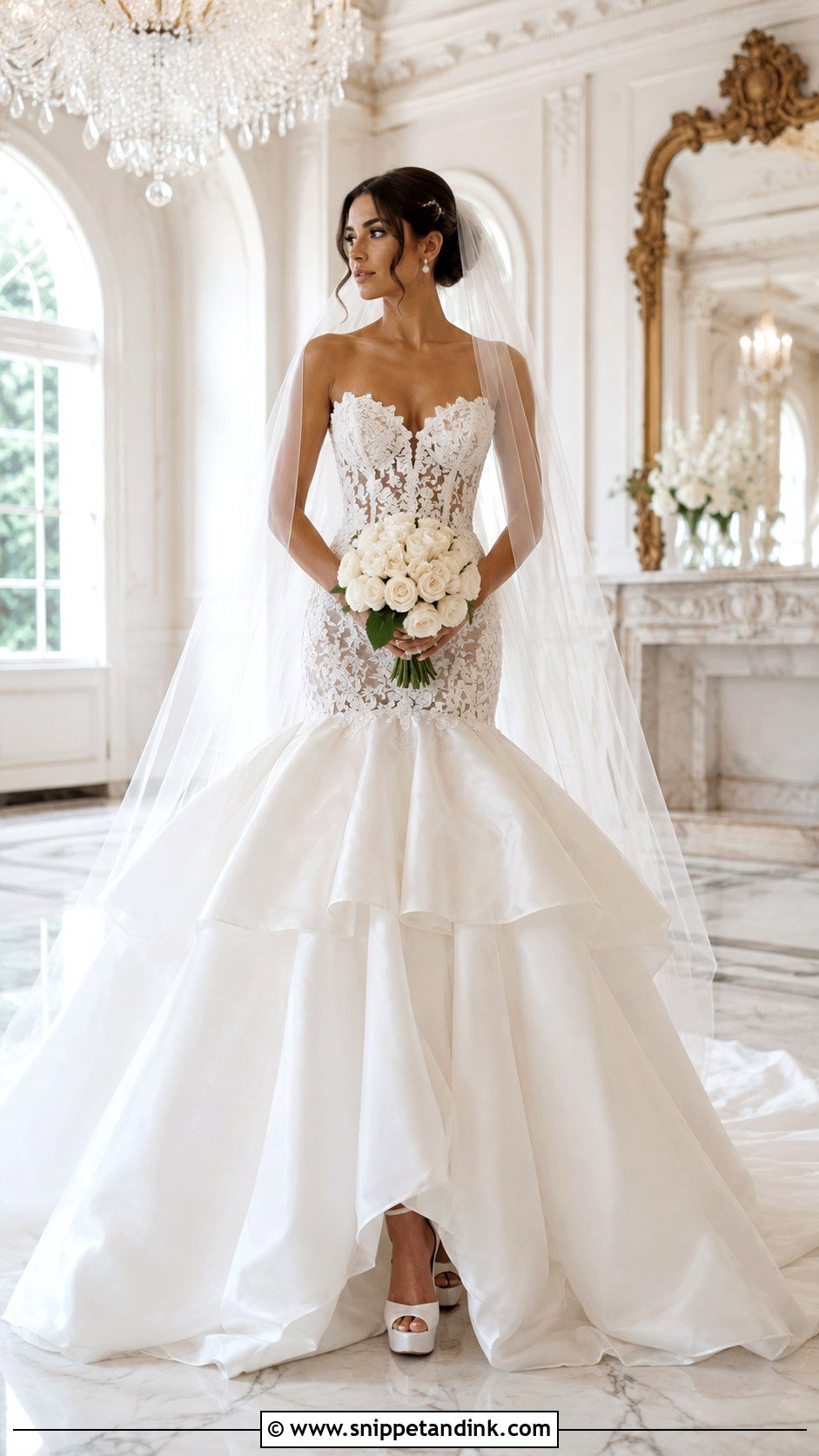 Drop Waist Lace Ball Gown - Snippet and Ink - 20 Drop Waist Lace Wedding Dress Ideas
