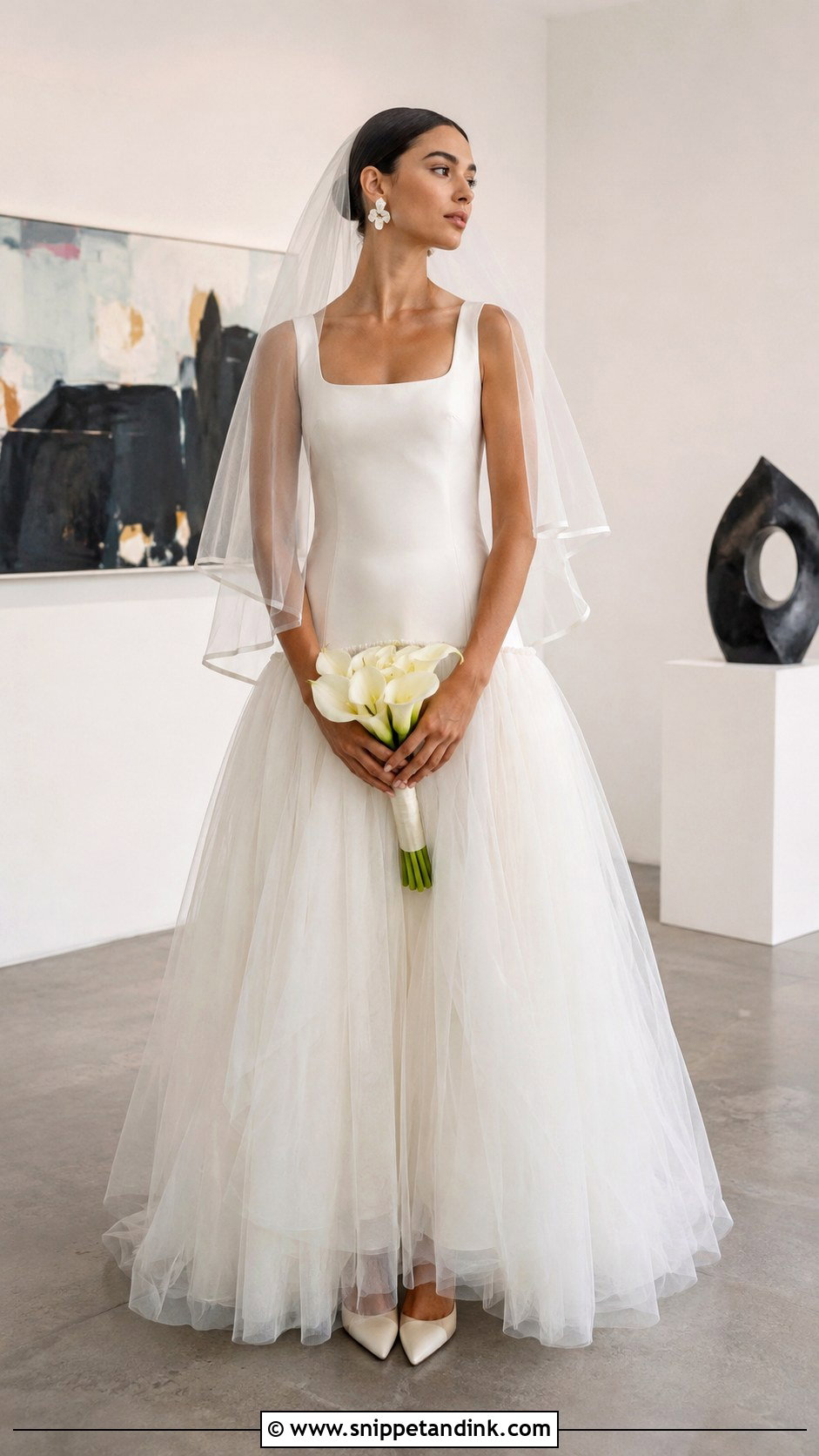 Drop Waist Layered Tulle Wedding Dress - Snippet and Ink - 20 Layered Tulle Wedding Dress Ideas