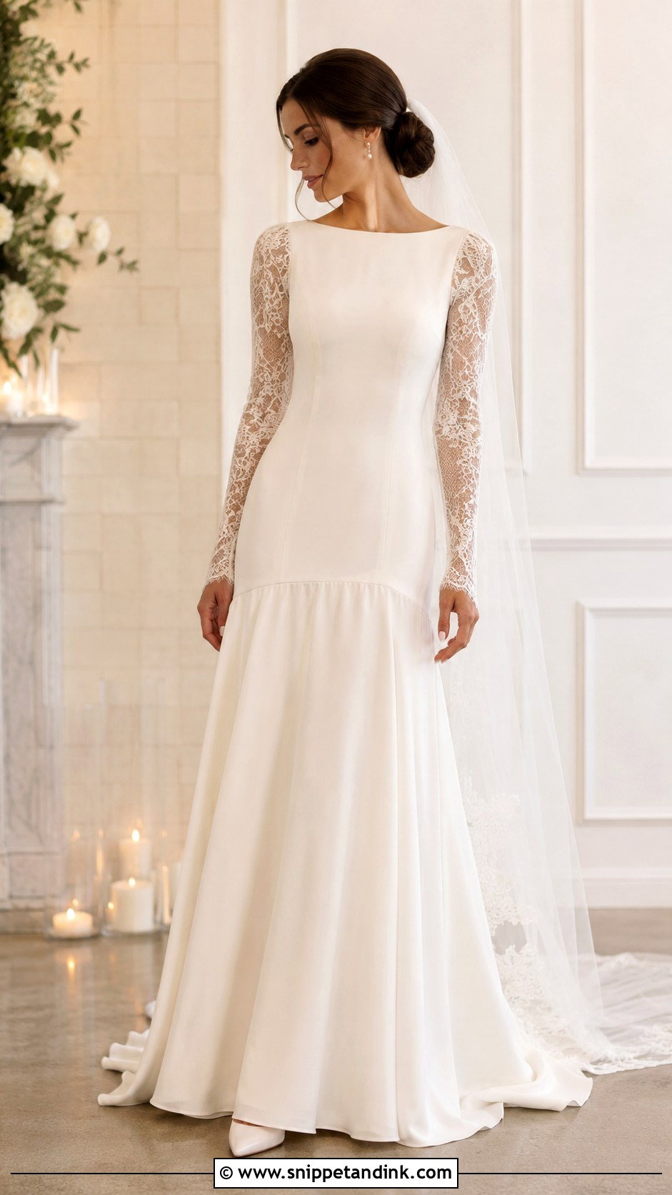 Drop Waist Long Sleeve Wedding Dress - Snippet and Ink - 25 Drop Waist Wedding Dresses