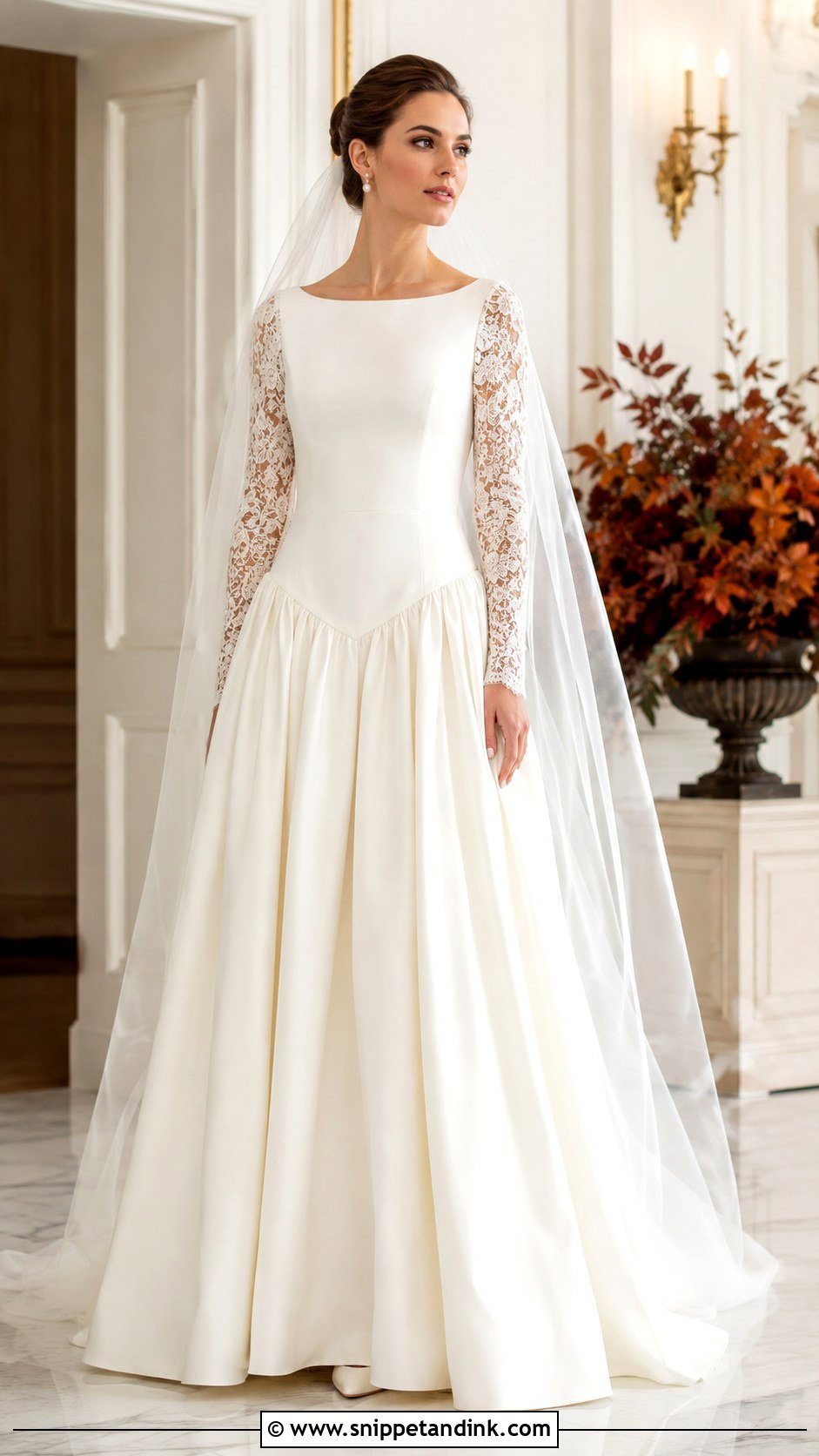 Drop Waist Long Sleeve Wedding Dress - Snippet and Ink - 25 Dropped Waist Wedding Dress Ideas