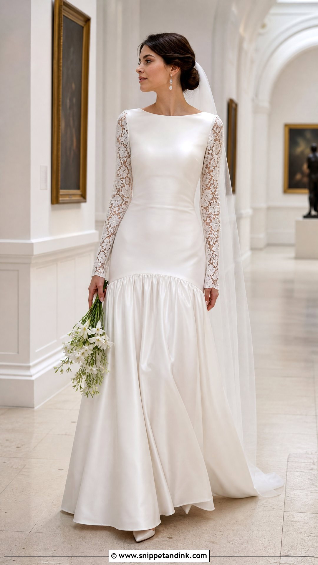 Drop Waist Long Sleeve Wedding Dress - Snippet and Ink - 25 Vintage Long Sleeve Wedding Dress Ideas