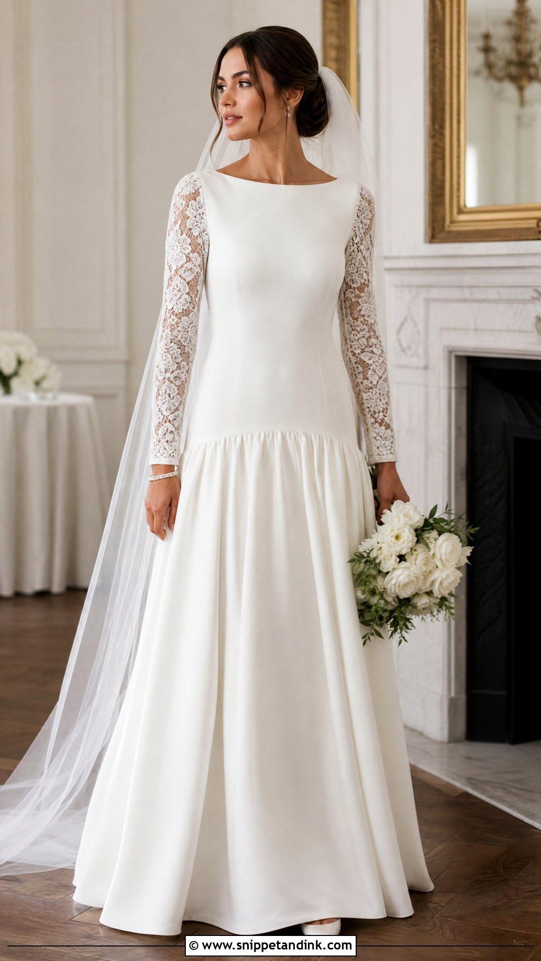 Drop Waist Long Sleeve Wedding Gown - Snippet and Ink - 25 Dropwaist Wedding Gown Ideas