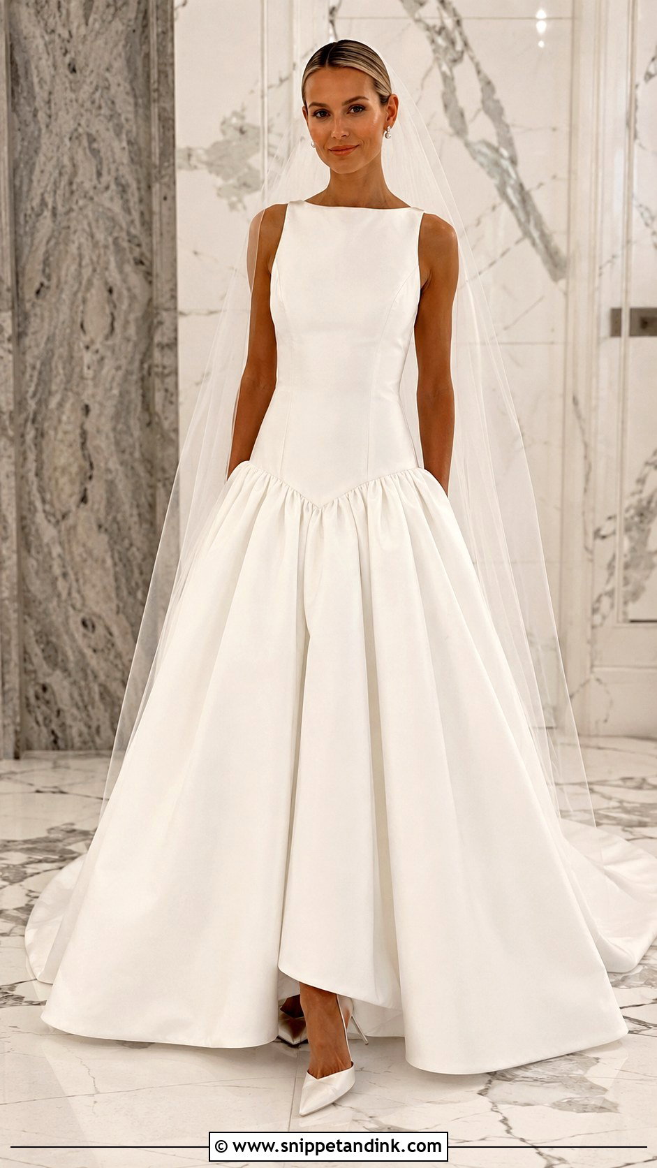 Drop Waist Mikado Wedding Dress - Snippet and Ink - 25 Dropped Waist Wedding Dress Ideas