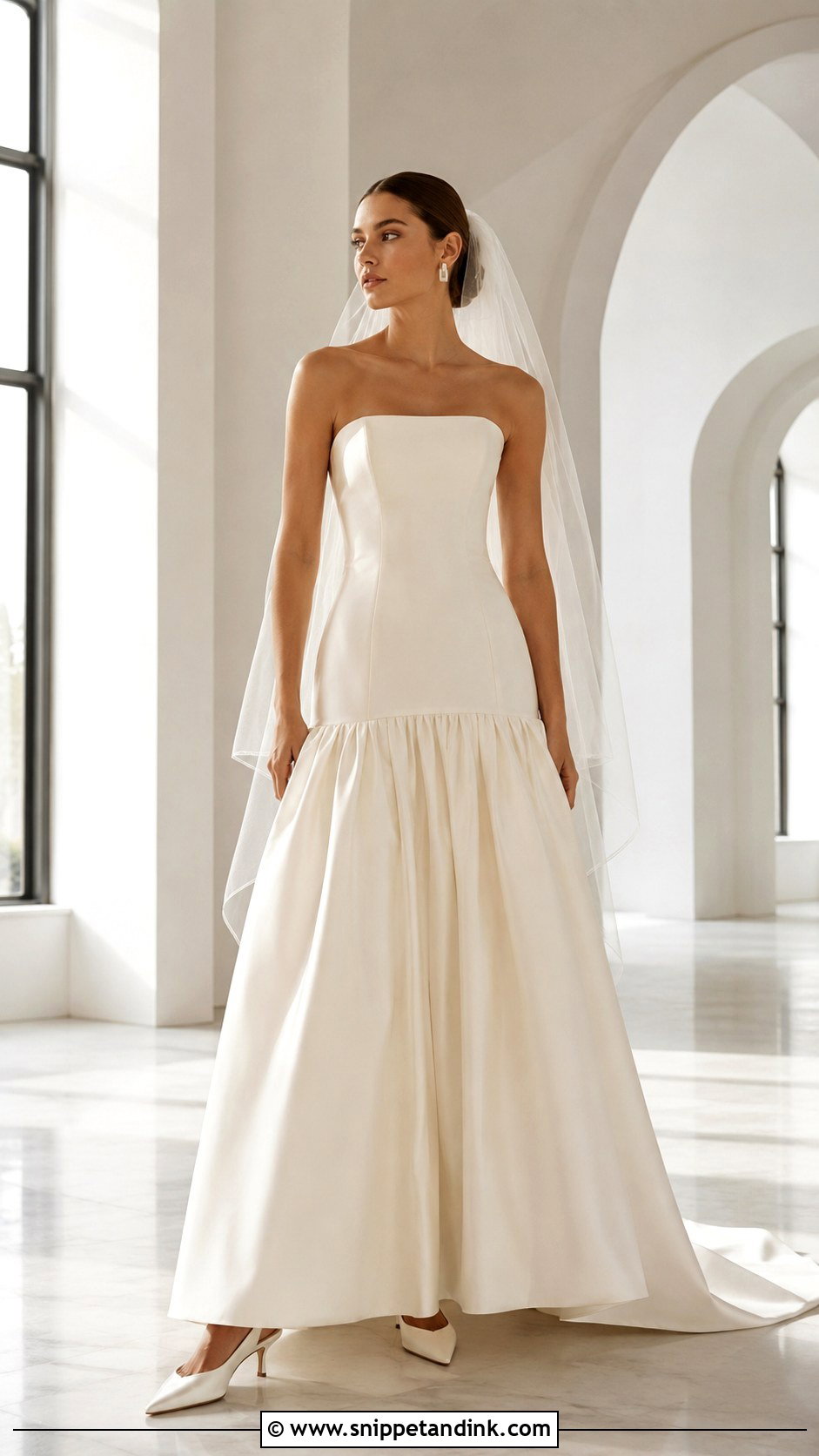 Drop Waist Mikado Wedding Dress - Snippet and Ink - 20 Modern Chic Wedding Dress Ideas