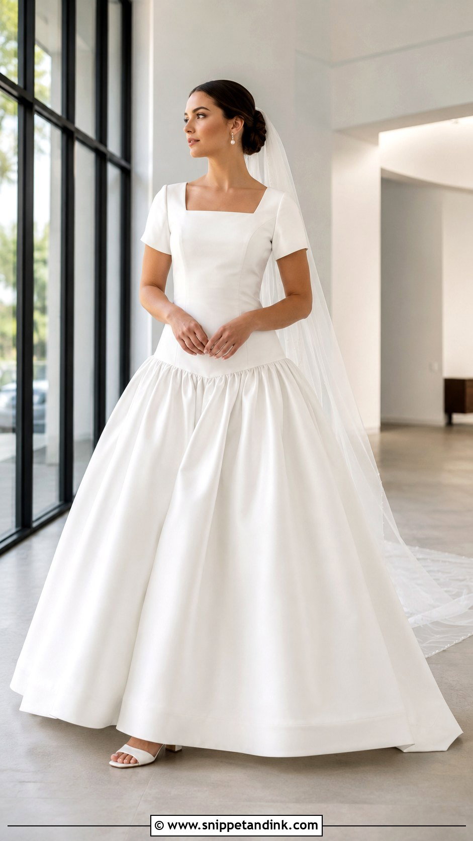 Drop Waist Modest Ball Gown Wedding Dress - Snippet and Ink - 20 Modest Wedding Dresses Ball Gown