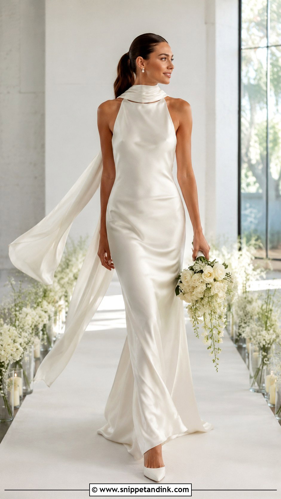 Drop Waist Neck Scarf Wedding Dress - Snippet and Ink - 20 Neck Scarf Wedding Dresses