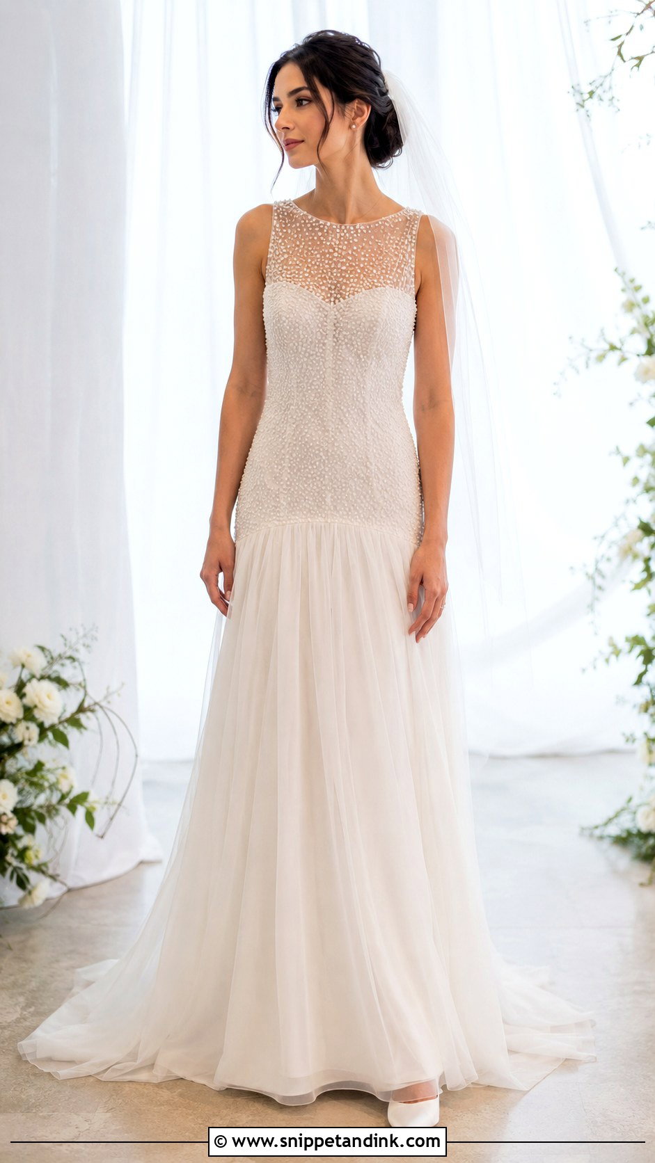 Drop Waist Pearl Wedding Dress - Snippet and Ink - 25 Drop Waist Wedding Dresses