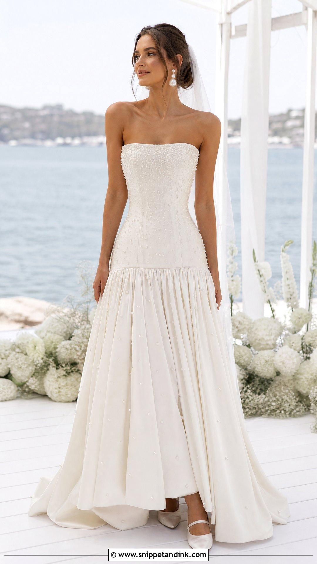 Drop Waist Pearl Wedding Gown - Snippet and Ink - 25 Dropwaist Wedding Gown Ideas