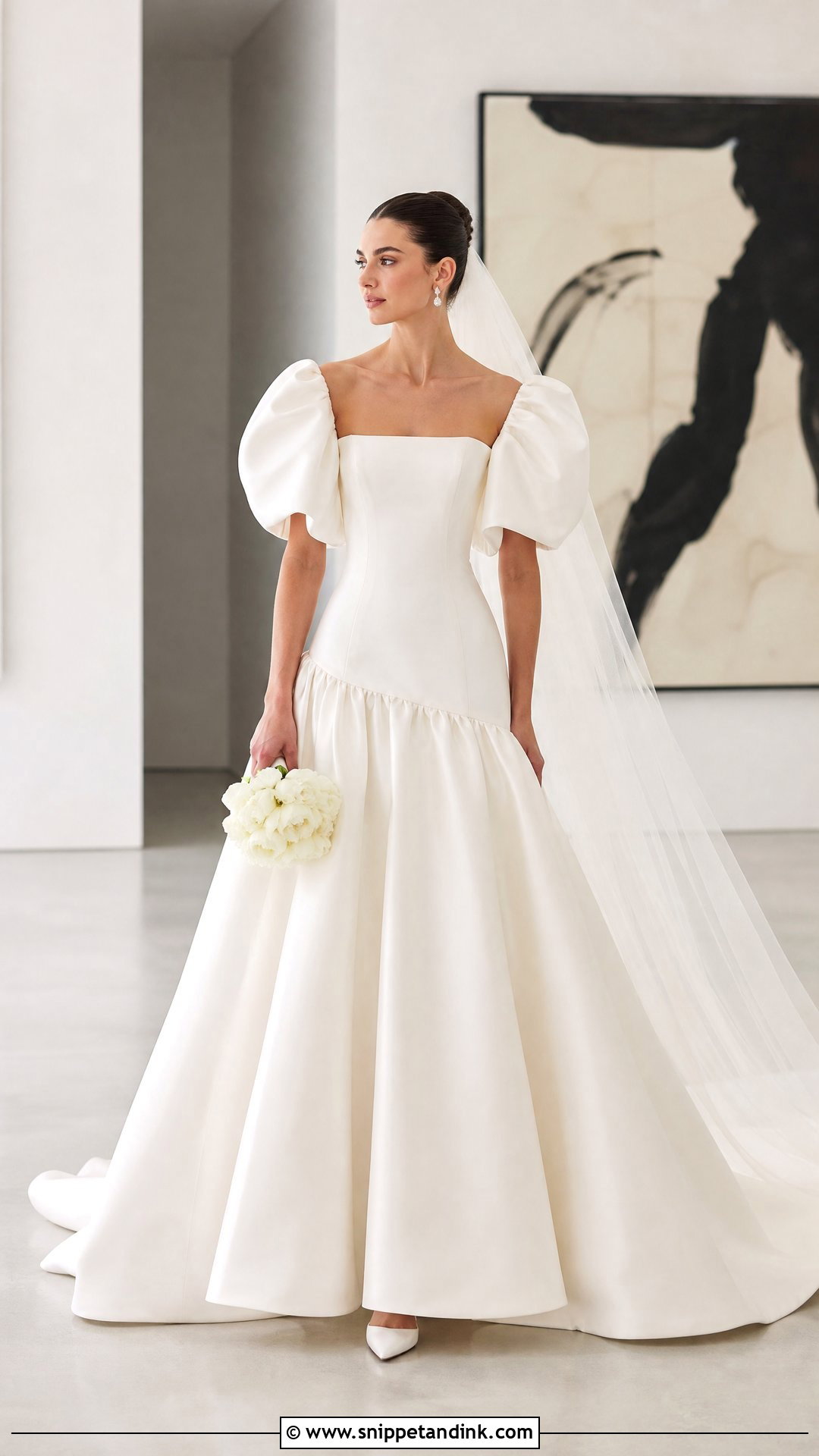 Drop Waist Poofy Sleeve Wedding Dress - Snippet and Ink - 20 Poofy Sleeve Wedding Dress Ideas