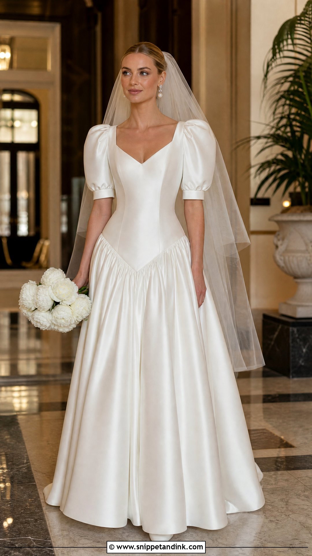 Drop Waist Puff Sleeve Wedding Dress - Snippet and Ink - 20 Vintage Puff Sleeve Wedding Dress Ideas